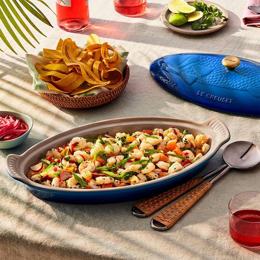 additioanl image for  Le Creuset Heritage Fish Baker Blue 34cm 