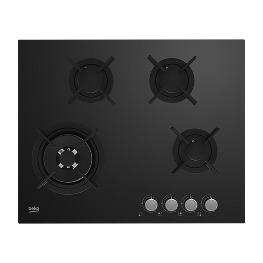 product image Beko Hob Gas 4 Burners Black 65 cm H 5.1cm x W 64.6cm x D 52.4cm