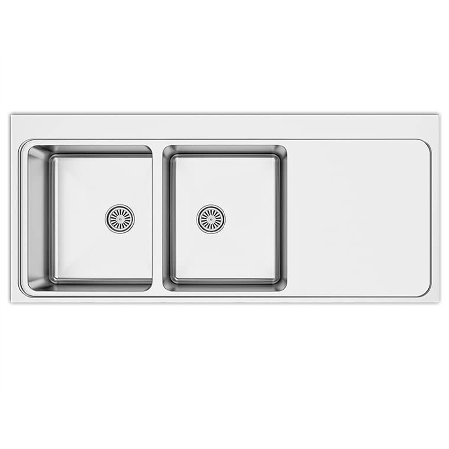 product image Asil 2 Bowls Sink 116 x 52 cm Right Drain Flush Mount