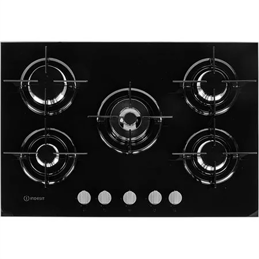 product image Indesit Hob Gas 5 Burner Black Glass 