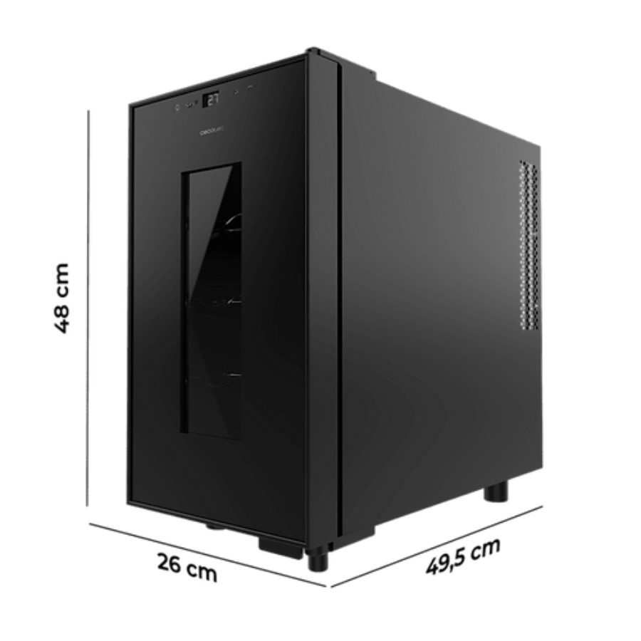 product image Cecotec Wine Cooler Black 8 Bottles H 48.0cm x W 26.0cm x D 49.5cm