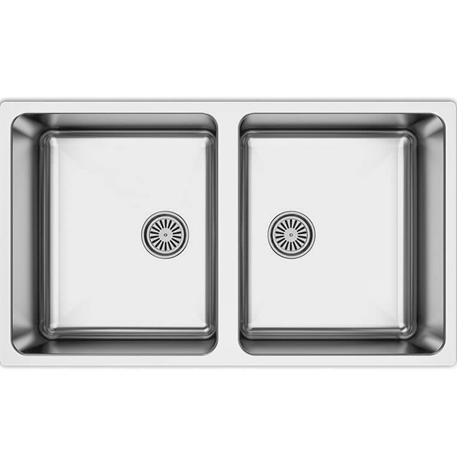 product image Asil 2 Bowl Sink 74 x 44 cm NO Drain U/Mount Brushed