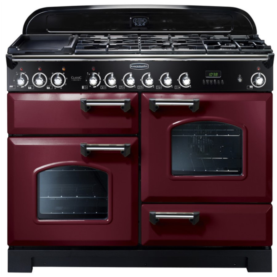 product image RangeMaster DL 110 DF Cranberry Chrome H 90.5/93.0 cm x W 109.2 cm x D 60.8 cm