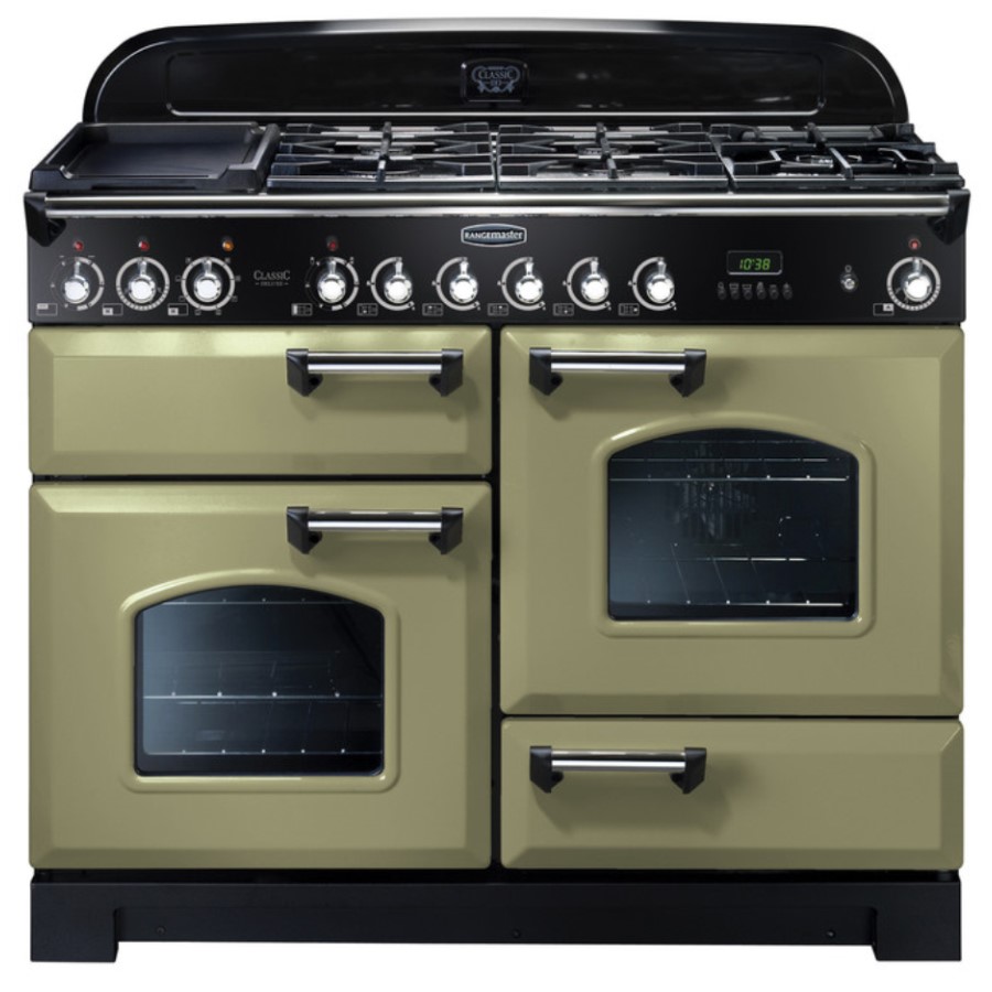 product image RangeMaster DL 110 D/F Olive Green Chrom H 90.5/93.0 cm x W 109.2 cm x D 60.8 cm