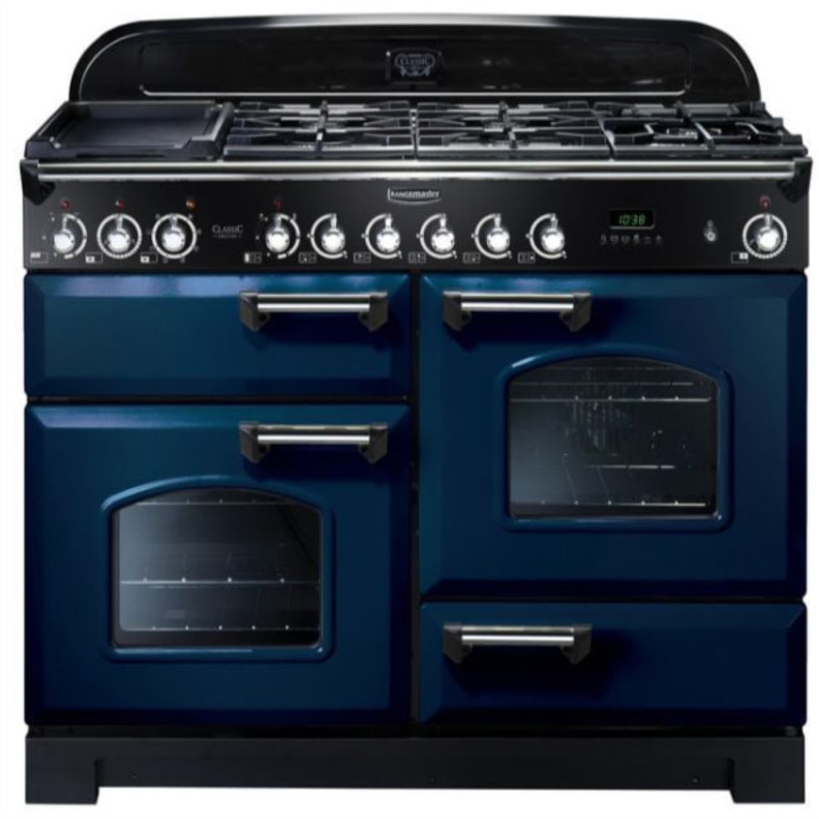 product image RangeMaster DL 110 D/F Blue Chrome H 90.5/93.0 cm x W 109.2 cm x D 60.8 cm