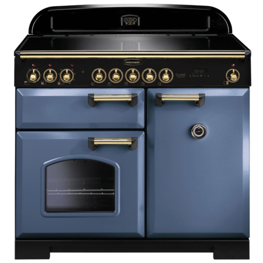 product image RangeMaster DL 100 Ind. Stone Blue/Brass H 90.5/93.0 cm x W 99.4 cm x D 60.8 cm
