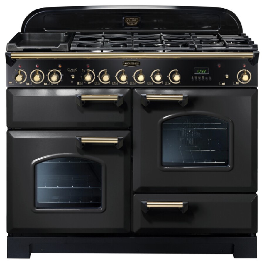 product image RangeMaster DL 110 DF Char Blk/Brass GB H 90.5/93.0 cm x W 109.2 cm x D 60.8 cm