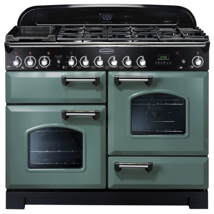 product image RangeMaster DL 110 DF Mineral Grn Chrom H 90.5/93.0 cm x W 109.2 cm x D 60.8 cm