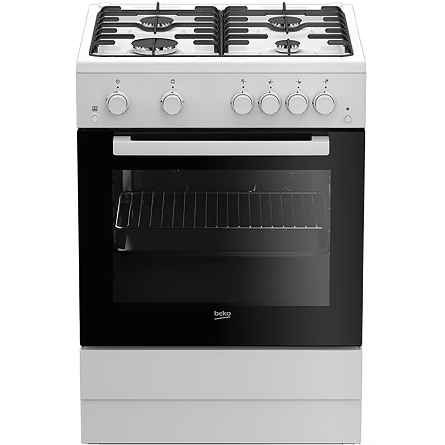 product image Beko Gas Cooker White S/Steel 4 Burners H 85cm x W 60cm x D 60cm
