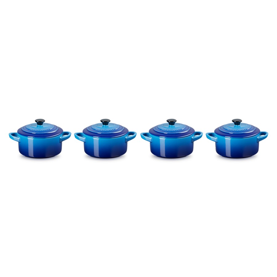Le Creuset Rd 4 Mini Cocottes Azure Blue Image