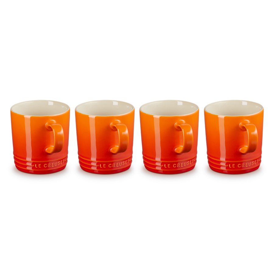 Le Creuset 4 Coffee Mugs Flame 350 ml Image
