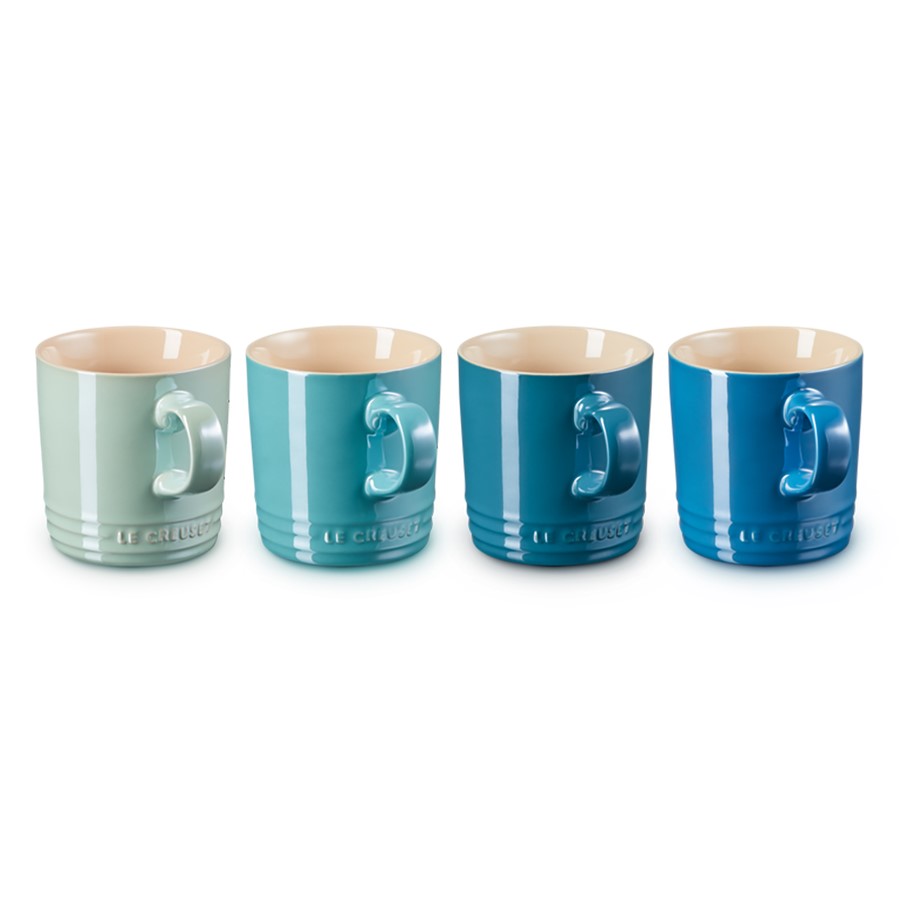 product image Le Creuset 4 Metallics Mugs Cool 350 ml Mint/Teal/ Deep Teal/ Marseille Blue