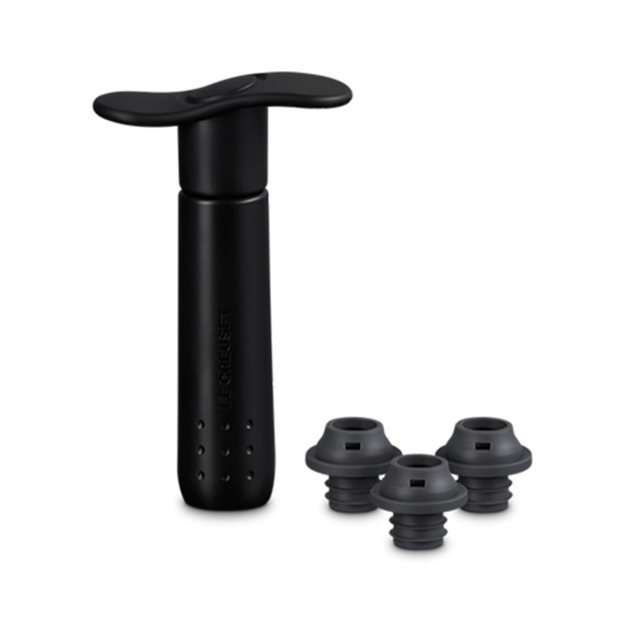 product image Le Creuset Wine Pump + 3 Stoppers Black 
