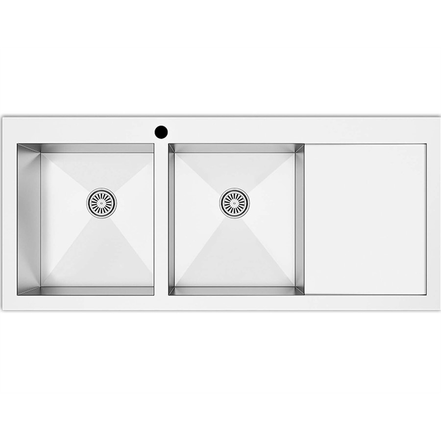 product image Asil 2 Bowl Sink Brush S/Steel 50x116 cm Left Drain